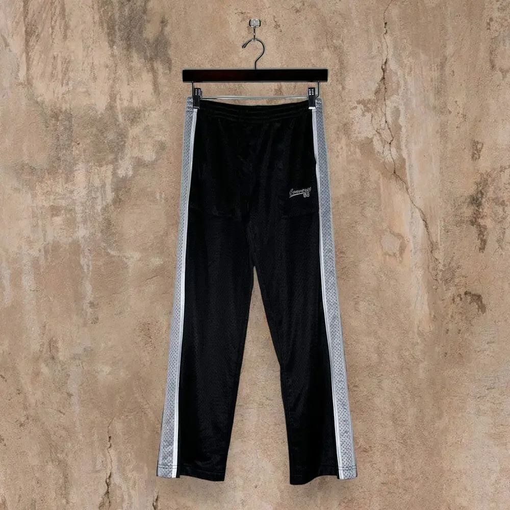 Vintage 90s Converse Sweatpants 28x28 Relaxed Fit Jet Black Polyester Mesh Grey